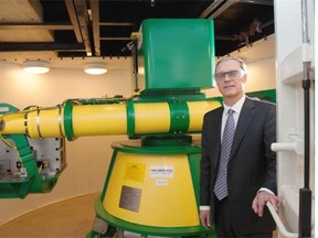 Centrifuge lab with Rick Chalaturnyk from the Department of Civil and Environmental Engineering. He is standing behind the swinging cradle.