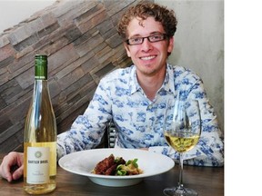Chef Nathin Bye at Ampersand 27 presents a wine pairing of Bartier Bros. 2013 Semillon with a Pastrami Pork Cheek dish.