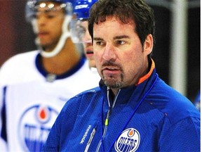 AHL coach Todd Nelson takes part in the Edmonton Oilers annual prospect development camp in Jasper, July 3, 2014.