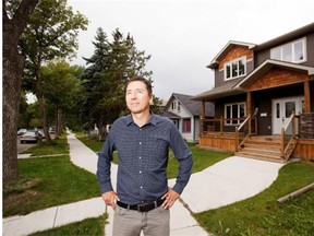 Councillor Michael Walters poses in a neighbourhood zoned RF1, or single-family, on 71st Avenue near 109th Street. Letter writer Jackie Pryer says developers are ruled by the profit incentive, not by some altruistic desire to transform neighbhourhoods using infill housing.
