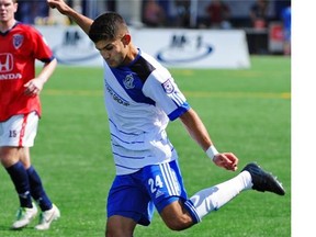 FC Edmonton’s Beto Navarro will be a key defender in trying to limit the NASL’s top scorer, Cristian Ramirez of Minnesota United FC, in their game Aug. 31, 2014.