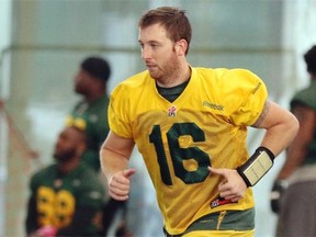 Edmonton Eskimos quarterback Matt Nichols at team practice in Edmonton on Wednesday, Nov. 12, 2014. Nichols will replace quarterback Mike Reilly as the starting quarterback in Sunday’s CFL Western Semi Final against the Saskatchewan Roughriders. Reilly is recovering from an undisclosed foot injury.