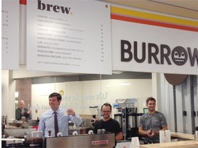 Edmonton Mayor Don Iveson opens the pedway cafe, Burrow, at Central Station Monday morning.