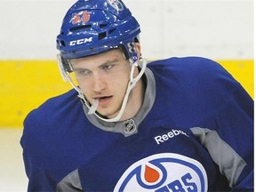 Edmonton Oilers centre Leon Draisaitl at the first day of on-ice training camp at Rexall Place in Edmonton, September 19, 2014.