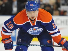 Edmonton Oilers Nail Yakupov gets ready for the play while playing against the Ottawa Senators during NHL action at Rexall Place in Edmonton on Thursday, Nov. 13, 2014.