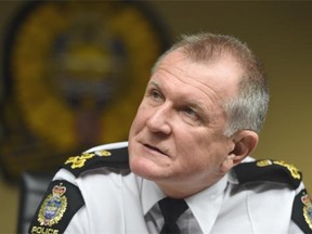 Edmonton police Chief Rod Knecht speaks during an interview at EPS Headquarters on Monday, Dec. 8, 2014.