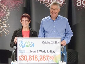 Edmonton residents Wade and Joan Lidkea are the winners of the Lotto Max $30-million jackpot.