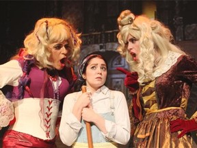Tom Edwards, Madeleine Knight and Colin Matty in Cinderella: A Traditional Christmas Panto