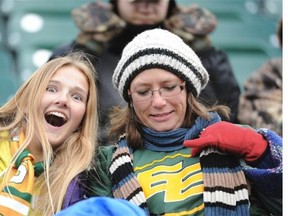 Fans wait for the CFL Western semifinal between the Edmonton Eskimos and Saskatchewan Roughriders to start at Commonwealth Stadium in Edmonton on Nov 16, 2014.