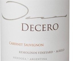 Finca Decero Cabernet Sauvignon, Remolinos Vineyard, 2012, Agrelo Mendoza, Argentina; $26