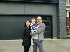 From left, Cindy, daughter Maia, 2, and Sebastien Mielczarek were pleased to be able to customize their home entirely in the new southwest Edmonton subdivision, ONE at Windermere.