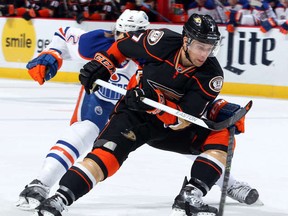 Edmonton Oilers spent a lot of Wednesday's game playing chase against the hard-skating Anaheim Ducks. On this sequence Jeff Petry was forced to haul down his old teammate Andrew Cogliano.