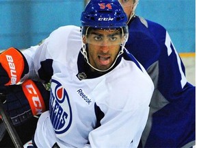 Jujhar Khaira #54 takes part in the Edmonton Oilers’ annual prospect development camp in Jasper, Alta., on July 3, 2014.