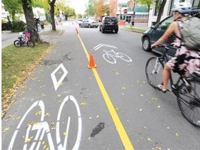 In September, the city “test drove” options including a temporary bikeway with a cycle track, bike boulevard and contra-flow lane along 83rd Avenue between 104th and 106th streets.