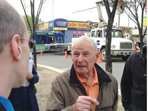 Ken Lakey confronts Coun. Andrew Knack on Stony Plain Road on Friday, Aug. 22, 2014.