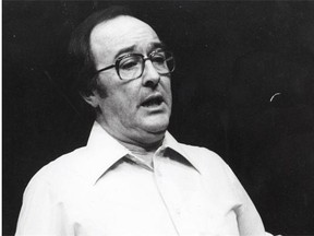 Longtime Journal drama critic Keith Ashwell reacts after being fake-shot by the Citadel Theatre’s Wayne Fipke in a dramatic dust-up in 1981. The Citadel wanted Ashwell reassigned to another beat.