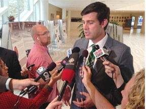 Mayor Don Iveson speaks with the media about the provincial mandate letters on Thursday, Sept. 18, 2014.