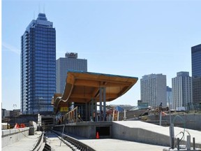 The NAIT LRT line runs from the MacEwan station, shown here, north.