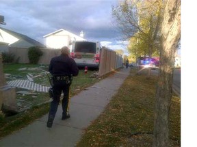 Transit bus in St. Albert collides with fences, shed, deck.
