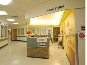 A nursing station at the hospital in Elk Point, Alta.
