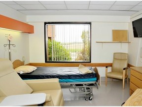A patient room at the hospital in Consort, Alta., which was closed down in 2011. It now operates mostly as a long-term care facility and is the site of the town’s doctors’ offices.