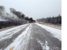 One person died in a collision on Highway 881 north of Lac La Biche on Saturday November 22. A logging truck, fuel tanker truck, and pickup truck were involved in the crash.