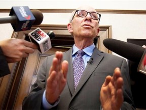 New provincial Health Minister Stephen Mandel meets with media for the first time in his new role at the legislature on Sept. 19, 2014.