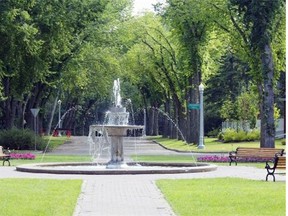 A quiet elegance sets the tone for Alexander Circle’s pretty fountain in Edmonton’s Glenora neighbourhood.