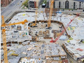 Rogers Place under construction in downtown Edmonton.