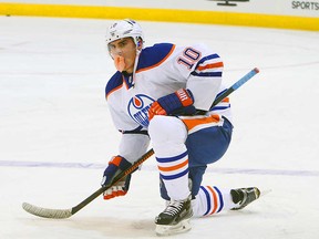 Warming up in Winnipeg, Nail Yakupov modelled the latest cutting edge protective gear, the airbag-style mouthguard.