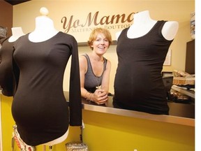 Schoena Strudwick, co-owner of Yo Mama maternity store, is using her in-house line of basic T- shirts to help women feel comfortable throughout every stage of pregnancy.