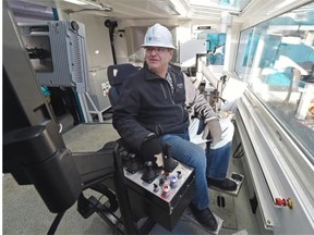 Senior VP Derrick Roop sits in the main operators chair of Rig 58, the largest and most technically advanced in Trinidad’s history was unveiled, at almost 60 metres high, Trinidad Rig 58 is one of the largest rigs in North America.