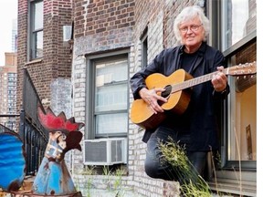 Singer-songwriter Chip Taylor outside his mid-town Manhattan apartment. Taylor performs for Full Moon Folk Club at St. Basil’s Cultural Centre Friday night.
