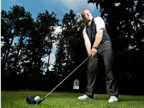 Stony Plain’s Chris Toth, shown here teeing off in an August 2011 photo, won the Edmonton Petroleum Club’s pro-am by one point over Calgary’s Tim Sawatzky.