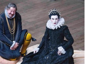 Stephen Fry as Malvolio and Mark Rylance as the Lady Olivia in Twelfth Night, from Shakespeare’s Globe in London, at Landmark Cinema