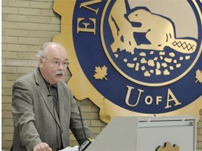 University of Alberta Prof. Dr. Glen Baker speaks on Wednesday about a new research project testing technology that will feed traffic information to drivers.