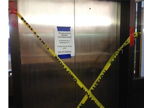 This broken elevator at University Hospital in Edmonton is but one example of the problems plaguing Alberta hospitals.