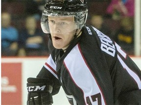 Vancouver Giants forward Tyler Benson plays against the Victoria Royals in a regular-season WHL game at the Pacific Coliseum in Vancouver on Sept. 28, 2014.
