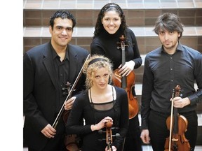 The Vaughan String Quartet: from left in back row, Vladimir Rufino and Fabiola Amorim; front row from left, Silvia Buttiglione and Mattia Berrini