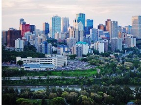 A verdant view of downtown Edmonton from Saskatchewan Drive this July 1