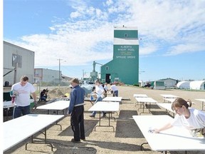 Volunteers get ready for the annual Harvest Fair in Spruce Grove Sept. 20.