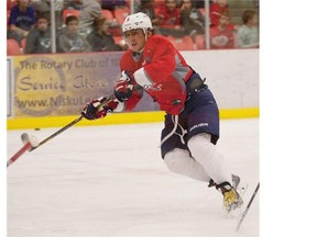 Washington Capitals star Alex Ovechkin practises at the Leduc Recreation Centre on Tuesday.