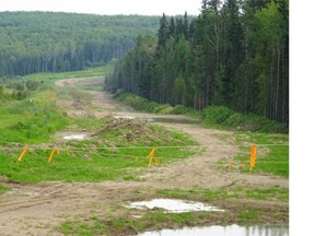 Water released during a safety check by Enbridge of a new pipeline cut a small trench as it flowed downhill and into a spring that feeds Crane Lake, a popular boating and swimming destination in east-central Alberta. The discharge carried discarded materials, including rubber tubing, with it.