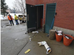 A burst pipe caused flooding problems at Telus Field on Dec. 27, 2014