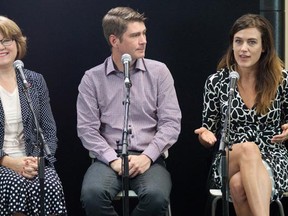 Panelists Sue Heuman, Cameron Gertz and Justine Barber discuss how they deal with outside investment in their family businesses during a recent Capital Ideas panel discussion at the Edmonton Journal.