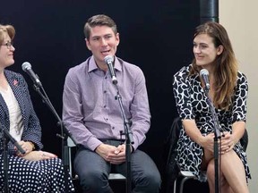 Panelists Sue Heuman, Cameron Gertz and Justine Barber talk about how to deal with employees trying to play co-founders against each other in a family business during a recent Capital Ideas panel discussion at the Edmonton Journal.