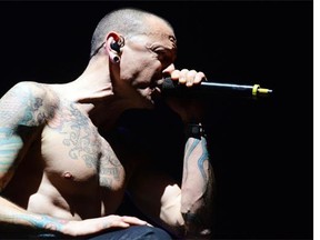 Chester Bennington of Linkin Park at Bridgestone Arena on Jan. 17, 2015 in Nashville, Tenn.