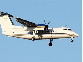 A Dash-8 plane is shown in the Alberta government handout photo. Premier Jim Prentice announced in September 2014 that he was selling the provincial fleet of four aircraft.