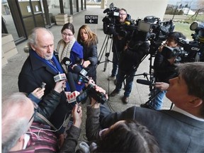 Defence lawyer Brian Beresh speaks to media about the Travis Vader case outside the Law Courts Building in Edmonton on Tuesday Dec. 23, 2014.