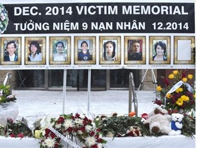 Flowers laid at a public vigil at Churchill Square to honour the eight mass murder victims killed at the end of December.